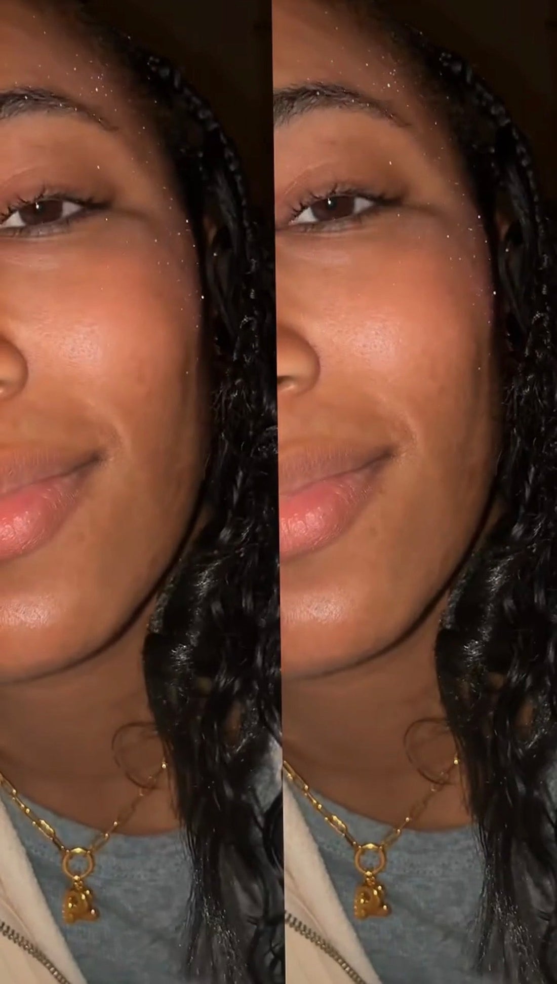 Soft glitter on cheekbones to show light glitter, balanced glitter, romantic body glitter. 